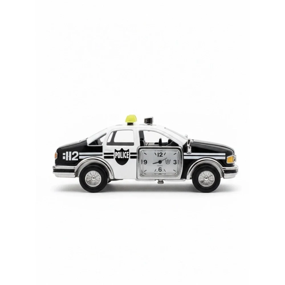 Vintage Die Cast Police Car Waterbury Clock Co Quartz Made Japan (Needs Battery)